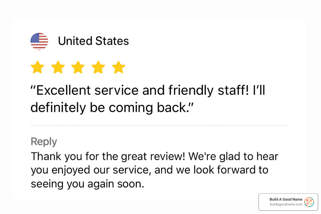 5 star review reply example